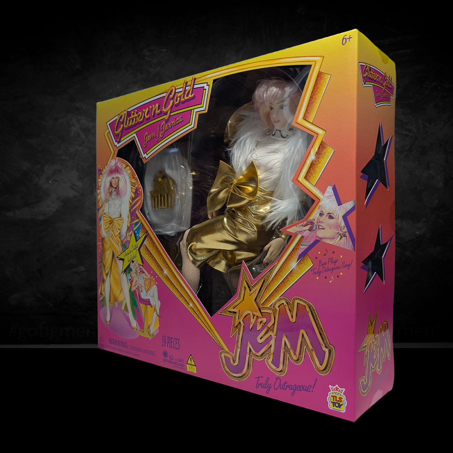 Jem and the Holograms Glitter and Gold Jem Jerrica 12-Inch Fashion Doll The Loyal Subjects 2025 new in box with gold outfit and white fur collar