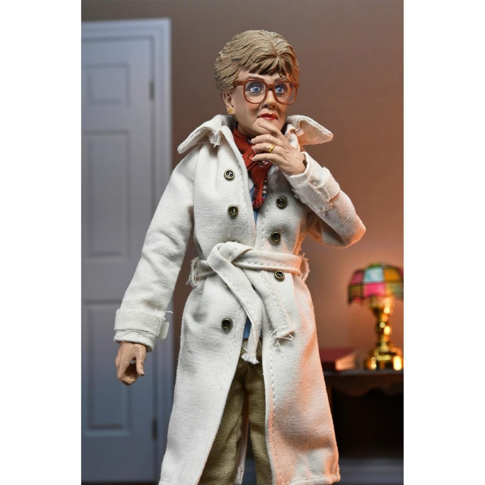 Jessica Fletcher Murder She Wrote 8-Inch Clothed Neca Action Figure wearing white coat and glasses with detailed facial features