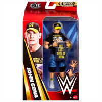 John Cena WWE Elite Collection Action Figure - Top Picks 2026 Wave 3 by Go Figment holding "The Last Time Is Now" sign in package