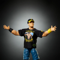 John Cena WWE Elite Collection Action Figure - Top Picks 2026 Wave 3 by Go Figment in pose wearing detailed t-shirt and cap