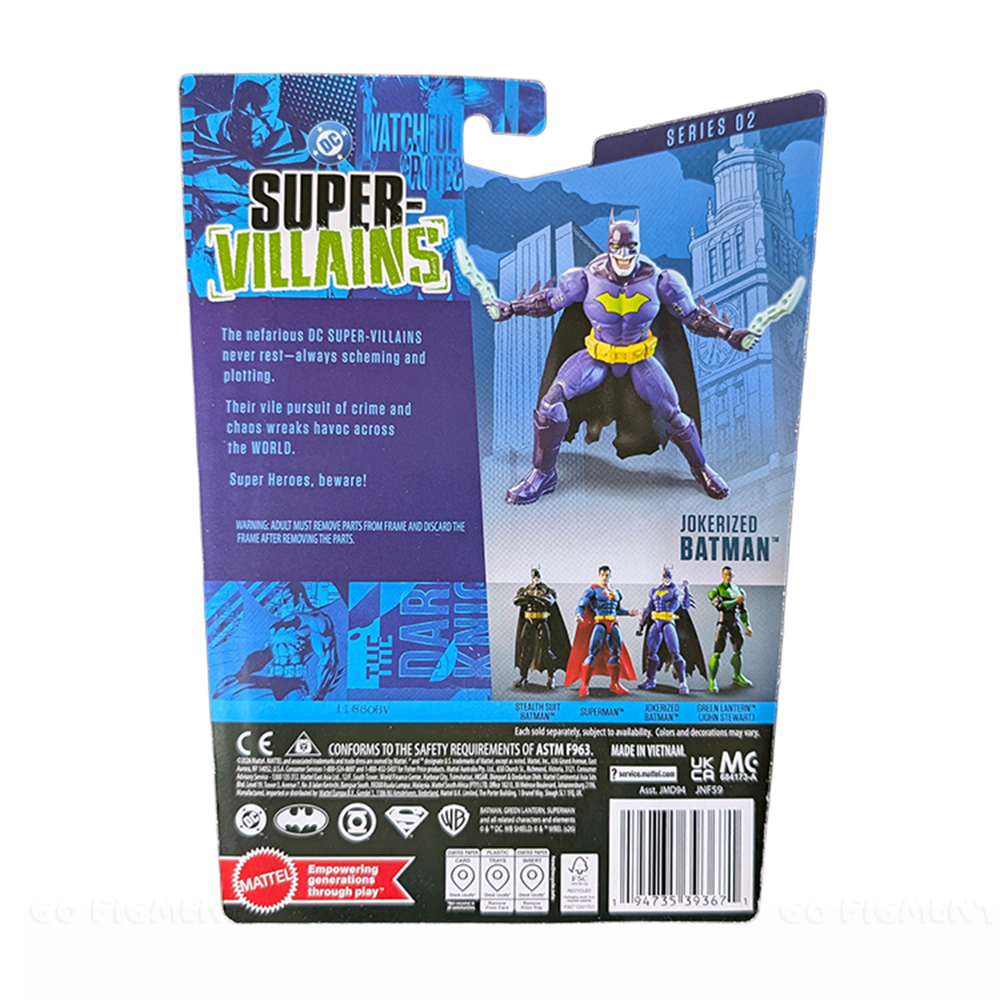 Packaging back for Jokerized Batman Action Figure Mattel DC Premiere Wave 2 Core Set New from Go Figment