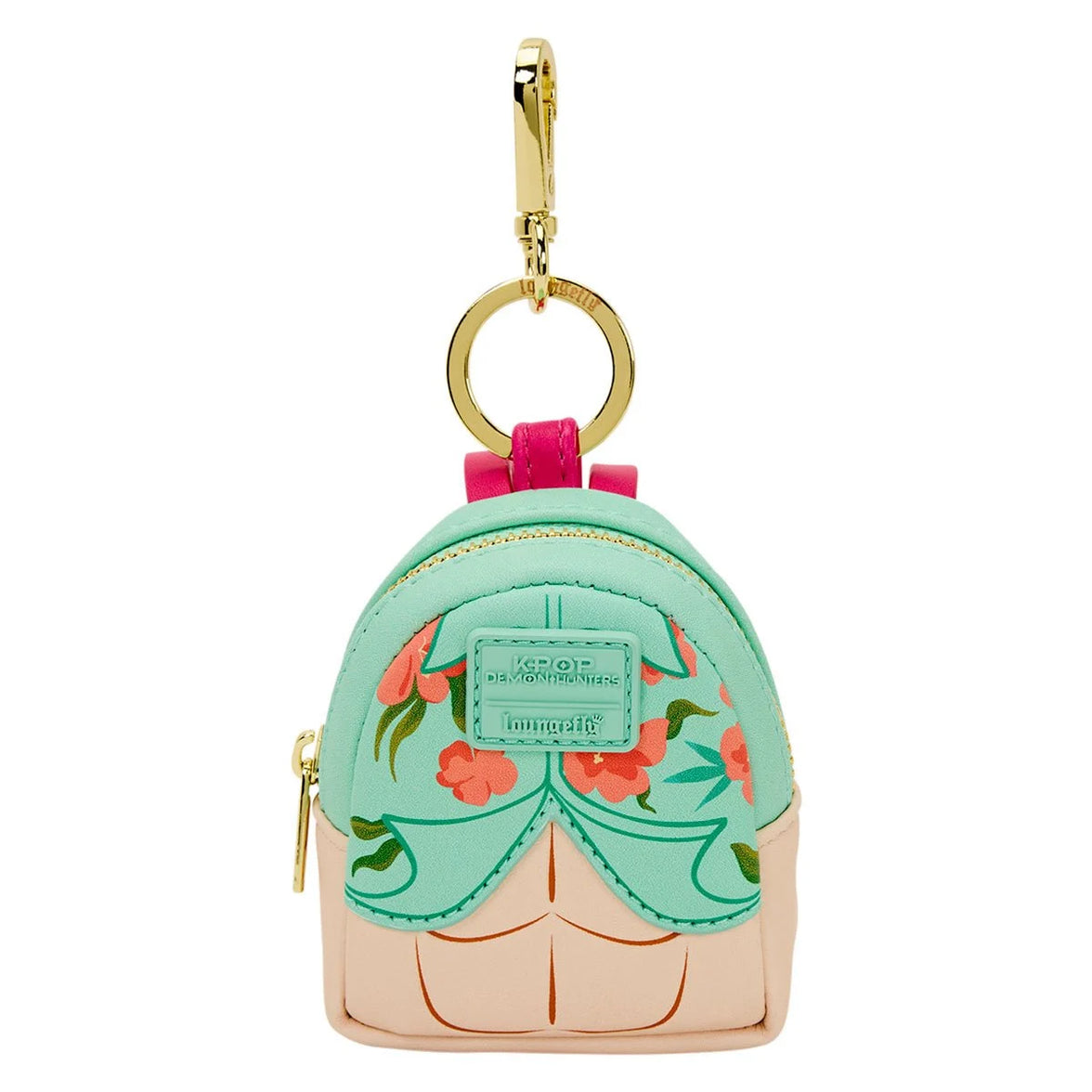 Mini-Loungefly KPop Demon Hunters Mini-Backpack Bag Charm U-Pick in pastel teal with floral design by Loungefly new in box