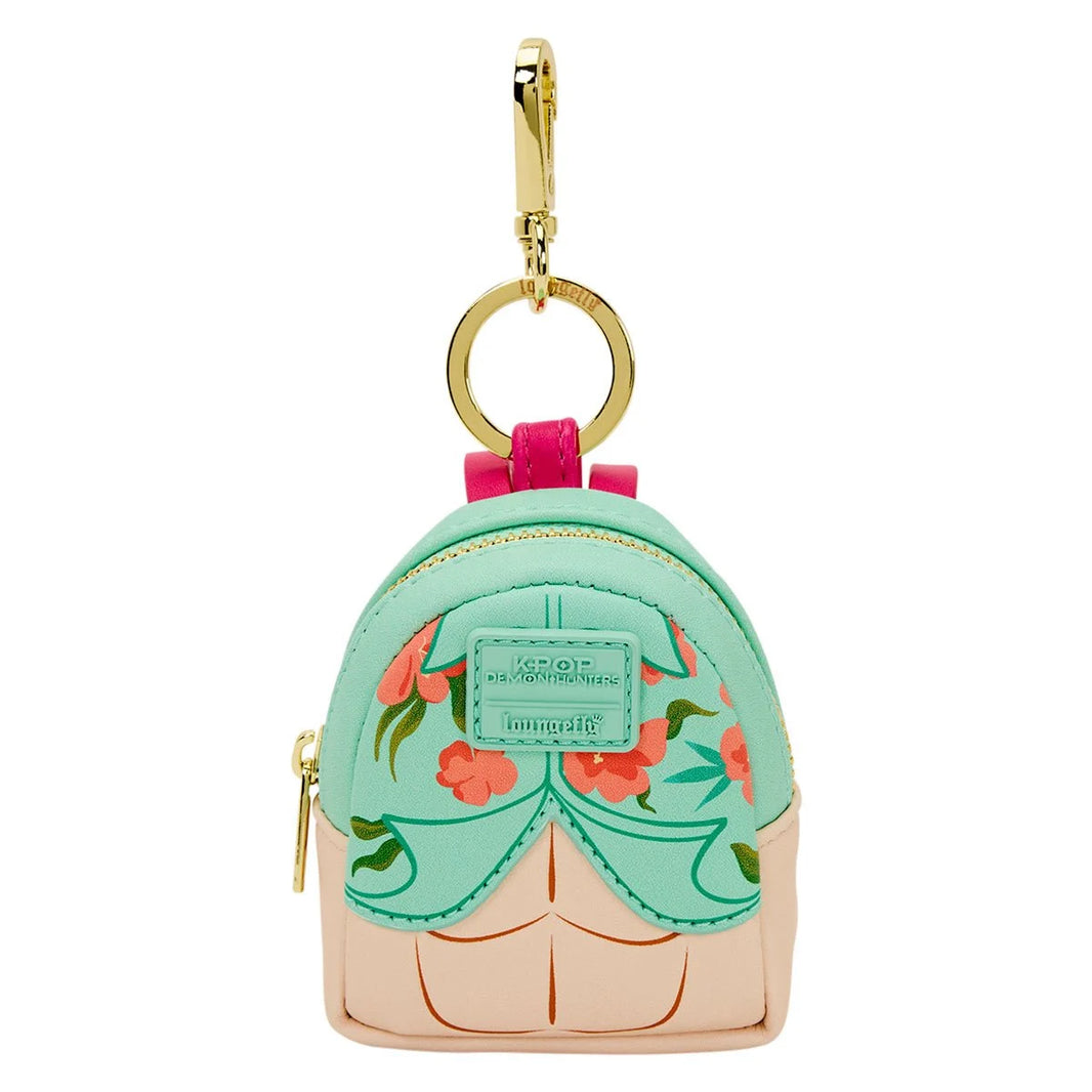 Mini-Loungefly KPop Demon Hunters Mini-Backpack Bag Charm U-Pick in pastel teal with floral design by Loungefly new in box