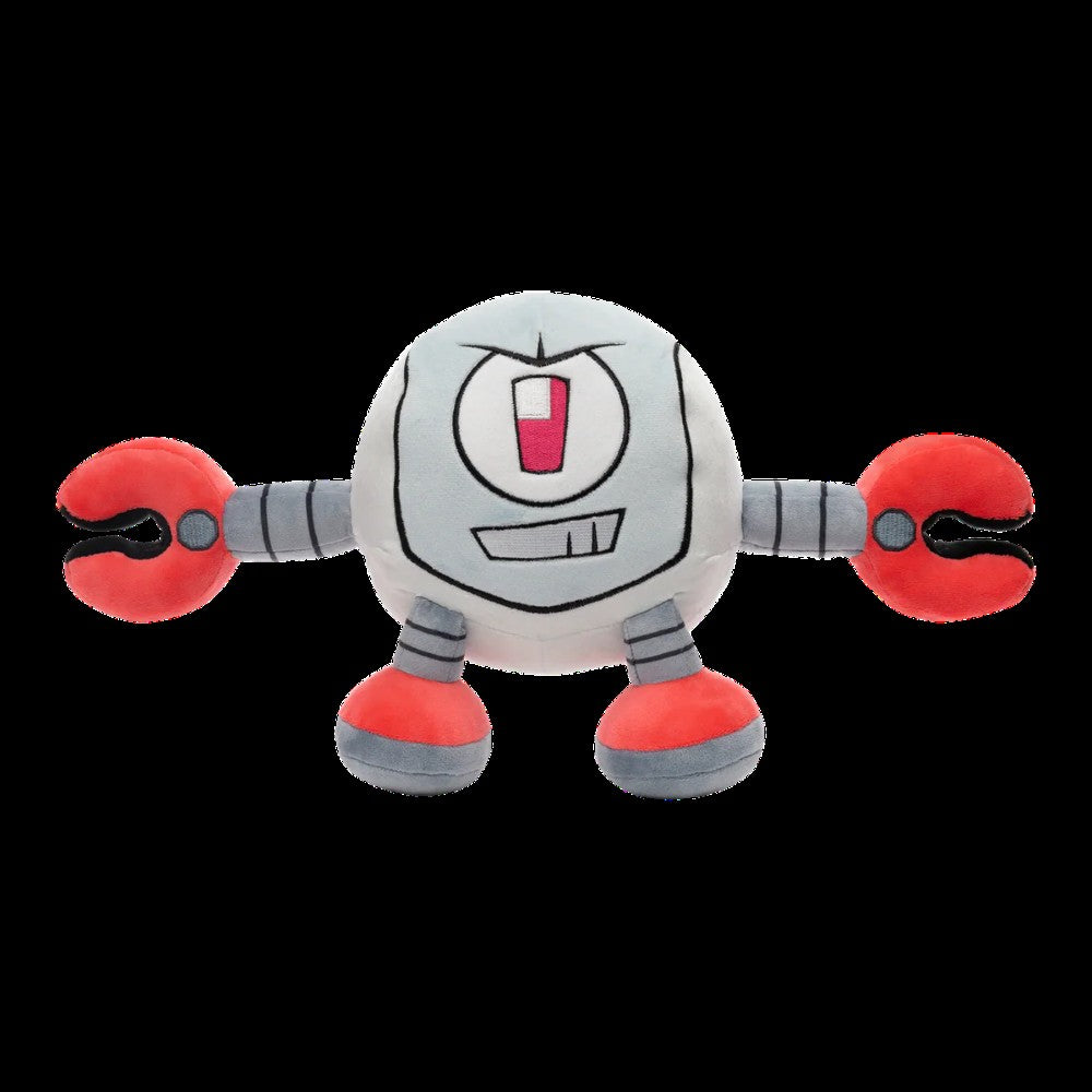 Kaboodle Plush Gameoverse Official Collectible Figure by Glitch Productions with gray body and red claw hands on black background