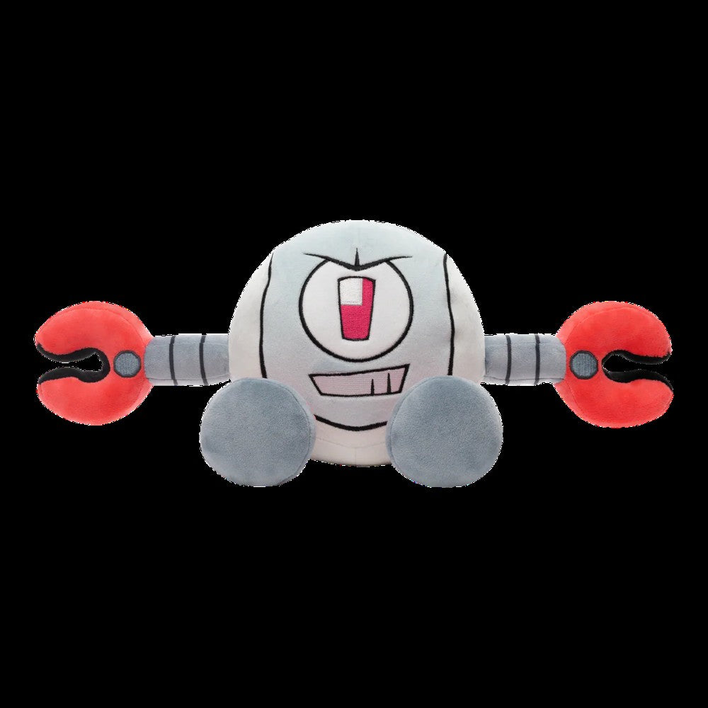 Kaboodle Plush Gameoverse Official Collectible Figure by Glitch with gray body and red claw arms on black background