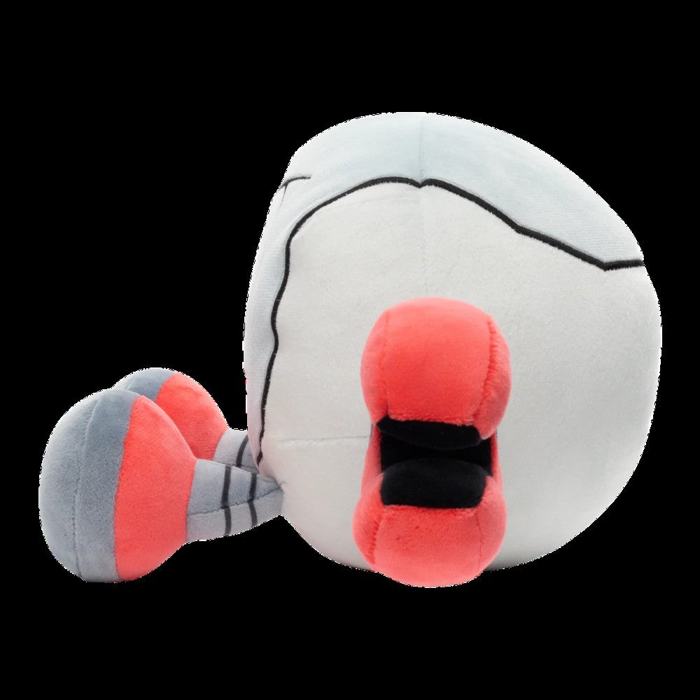 Kaboodle Plush Gameoverse Official Collectible Figure by Glitch Productions lying down with red and gray clawed limbs visible