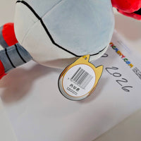 Kaboodle Plush Gameoverse Official Collectible Figure by Glitch Productions with gray and white body and red clawed limbs on white background