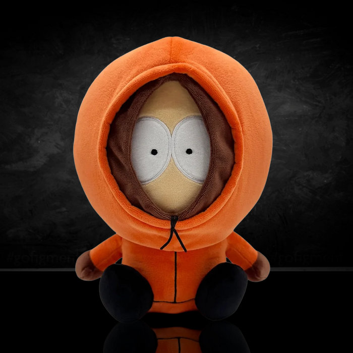 South Park Kenny 9-Inch Plush by Youtooz, soft collectible toy wearing iconic orange hooded outfit sitting upright
