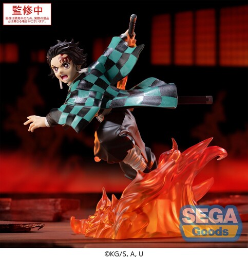 Sega XrossLink Anime Demon Slayer: Kimetsu no Yaiba Tanjiro Kamado Statue - Authentic by Banpresto with dynamic fire effect new in box