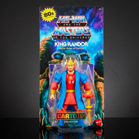 Mattel Masters of the Universe Origins King Randor 5.5-inch action figure in vintage-style packaging with sword accessory