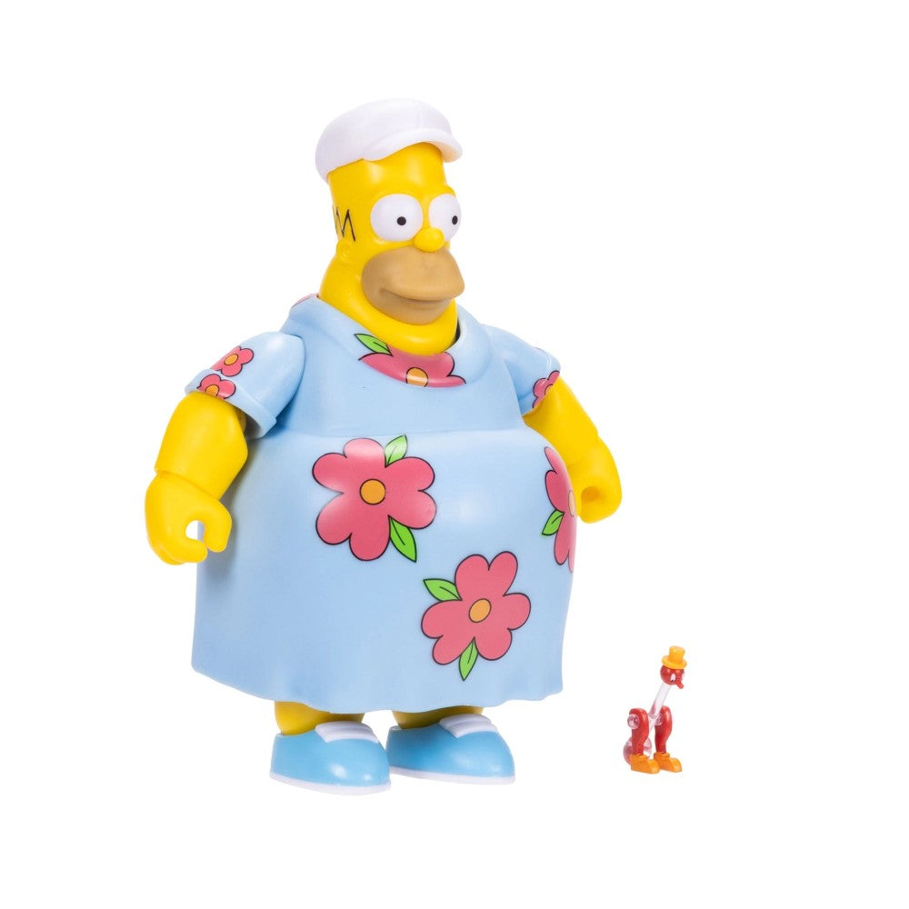 King-Size Homer Deluxe Action Figure The Simpsons 5" Drinking Bird Jakks 1:12 by Jakks Pacific in blue floral dress