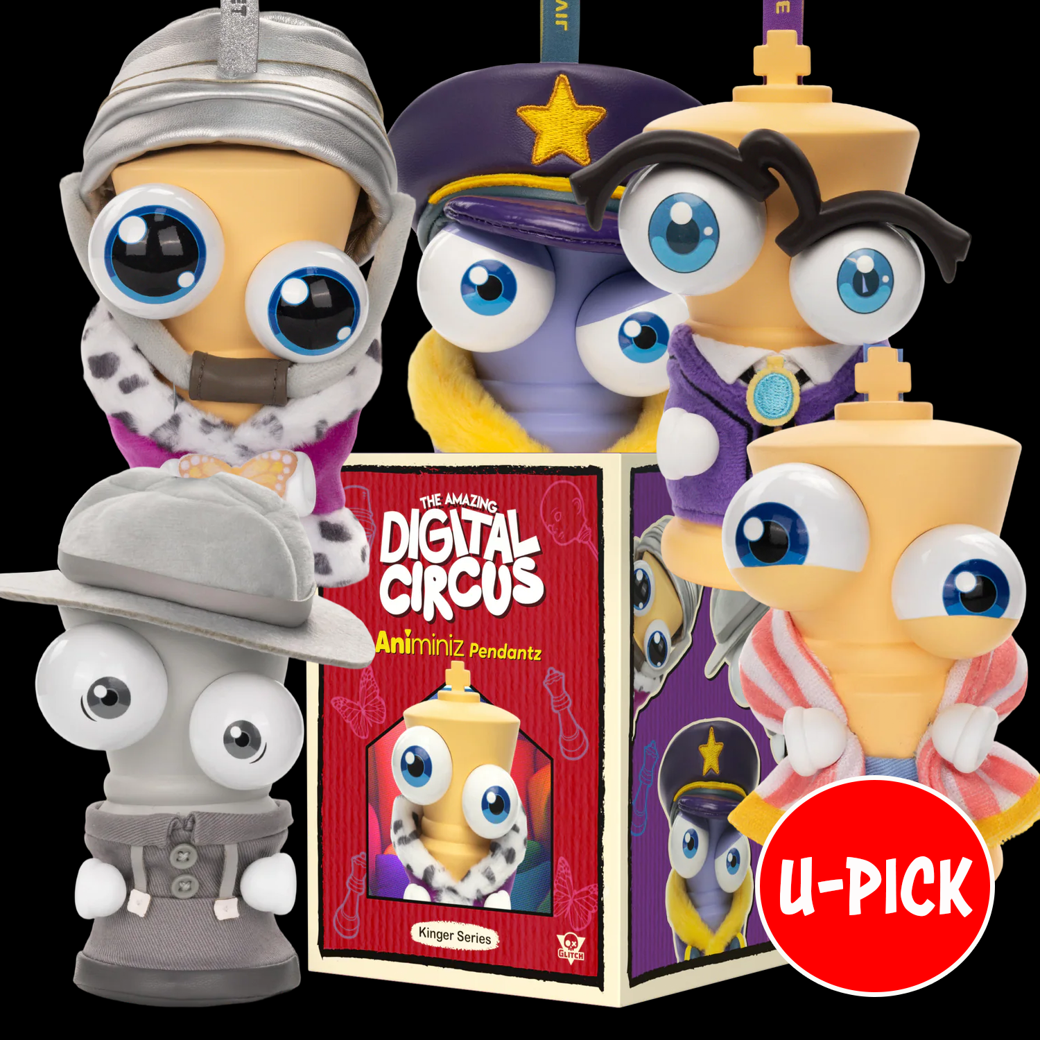 Kinger Pendantz Blindbox Open Figure U-PICK The Amazing Digital Circus Keychain by Glitch new in box collectible set