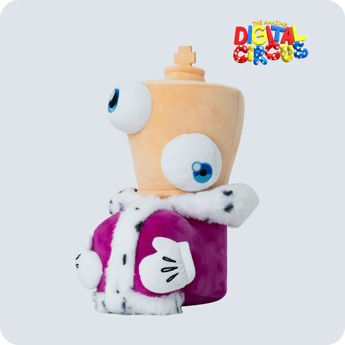 Kinger Plush – The Amazing Digital Circus Official Collectible by Glitch featuring large eyes and purple royal robe new loose condition
