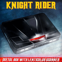 Metal collector box featuring Knight Rider design with lenticular scanner by Doctor Collector on textured background