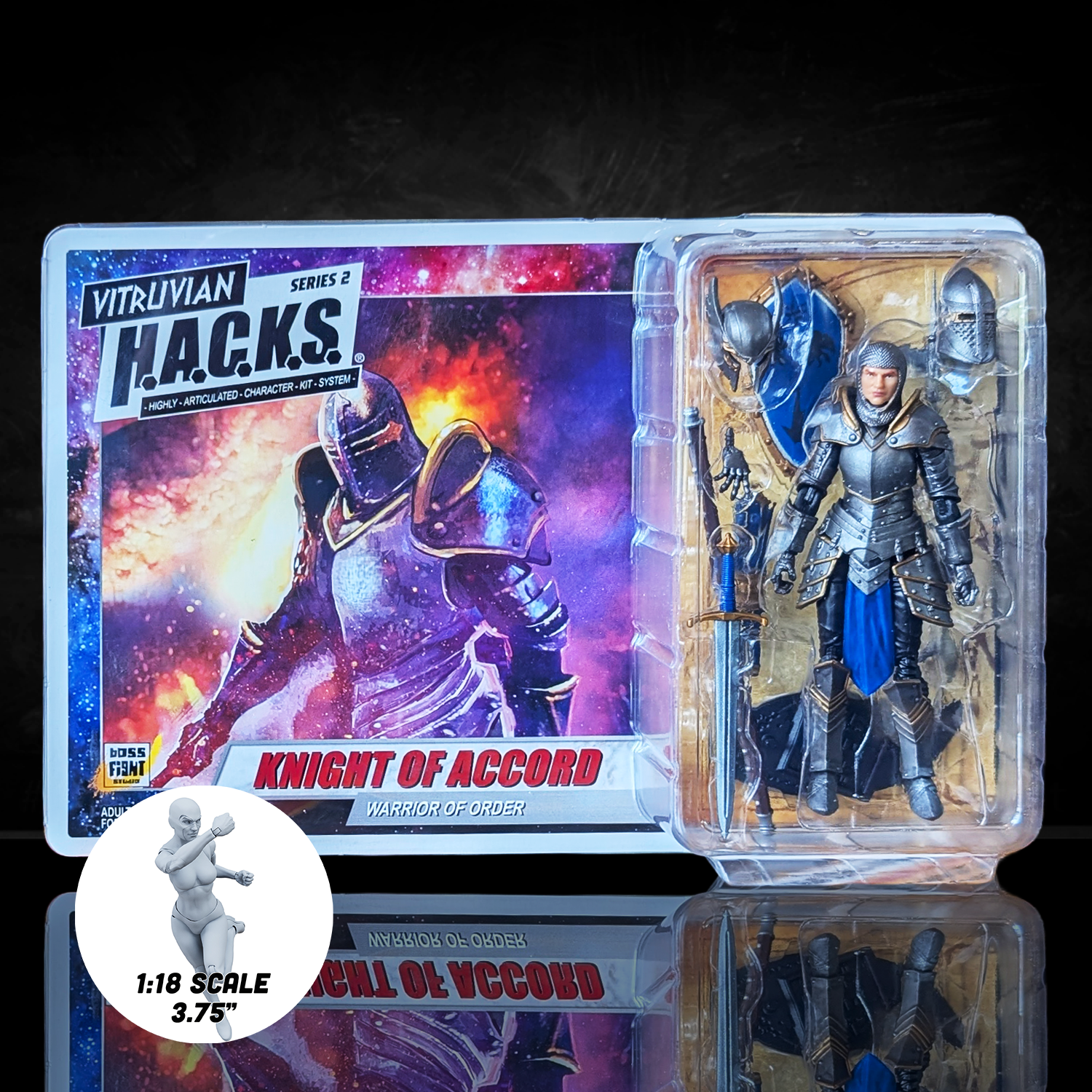 Knight of Accord FEMALE Warrior of Order -Vitruvian H.A.C.K.S. 1:18 Scale Action Figure by Boss Fight Studio Llc with armor and weapons
