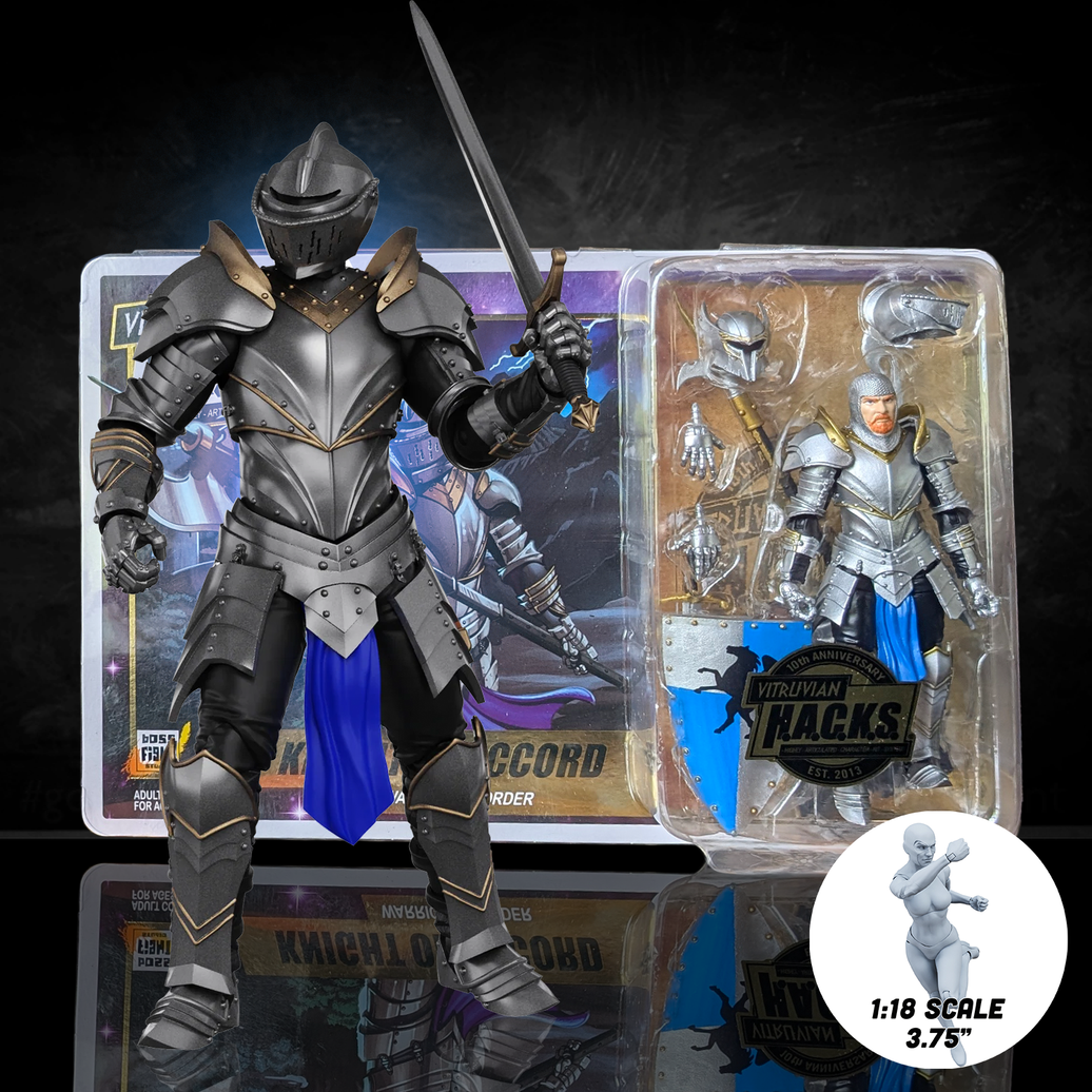 Knight of Accord Warrior of Order -Vitruvian H.A.C.K.S. 1:18 Scale Action Figure by Boss Fight Studio Llc in full armor with sword