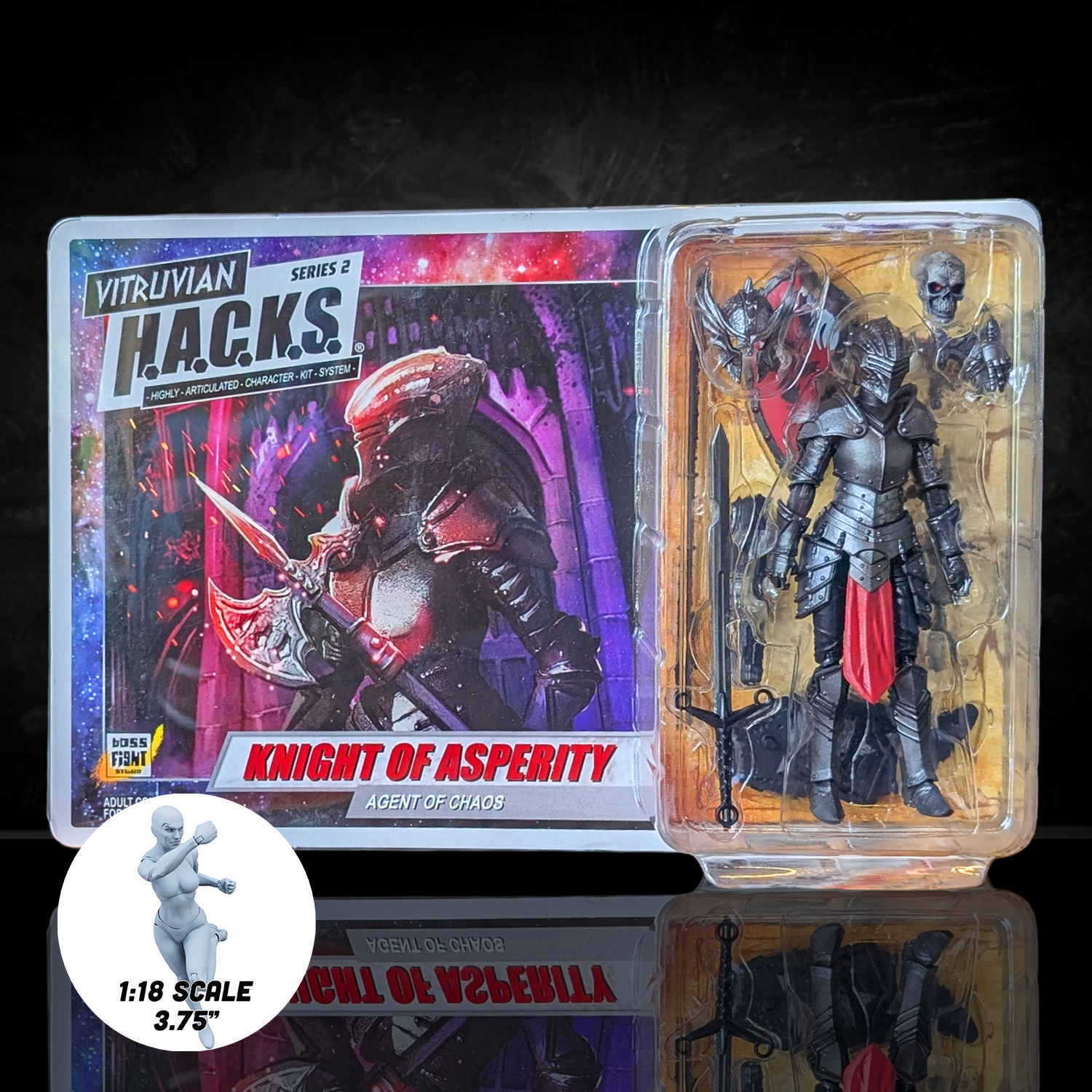 Female Knight of Asperity Agent of Chaos -Vitruvian H.A.C.K.S. 1:18 Scale Action Figure by Boss Fight Studio Llc in armor with weapons
