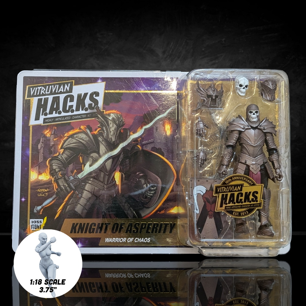 Knight of Asperity 10th Anniversary Male Figure -Vitruvian H.A.C.K.S. 1:18 Scale Action Figure by Boss Fight Studio Llc with armor and weapon accessories