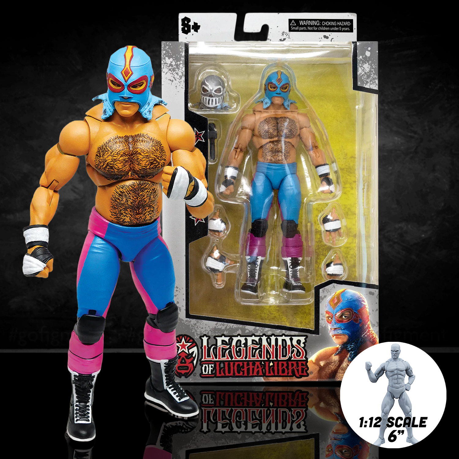 Konnan Legends of Lucha Libre Premium 6.5" Action Figure (1:12 Scale) – Classic Masked Era Edition new in box by Boss Fight Studio Llc