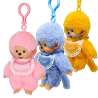 5.5" Monchhichi Lacie Bag Charm Set - 3-Pack (Orange, Blue, & Pink) Sold as Set by Go Figment plush charms