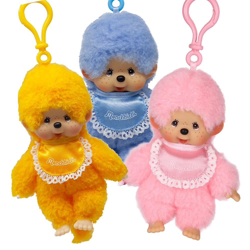 5.5" Monchhichi Lacie Bag Charm Set - 3-Pack (Orange, Blue, & Pink) Sold as Set by Go Figment