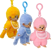 5.5" Monchhichi Lacie Bag Charm Set - 3-Pack (Orange, Blue, & Pink) Sold as Set by Go Figment, three plush charms