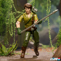 Lady Jaye GI Joe Comic ReAction Plus 1:18 Scale 3 3/4-Inch Action Figure by Super7 in green outfit with spear