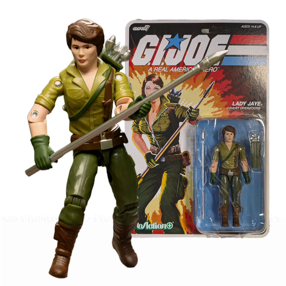 Lady Jaye GI Joe Comic ReAction Plus 1:18 Scale 3 3/4-Inch Action Figure by Super7 with spear and quiver accessories