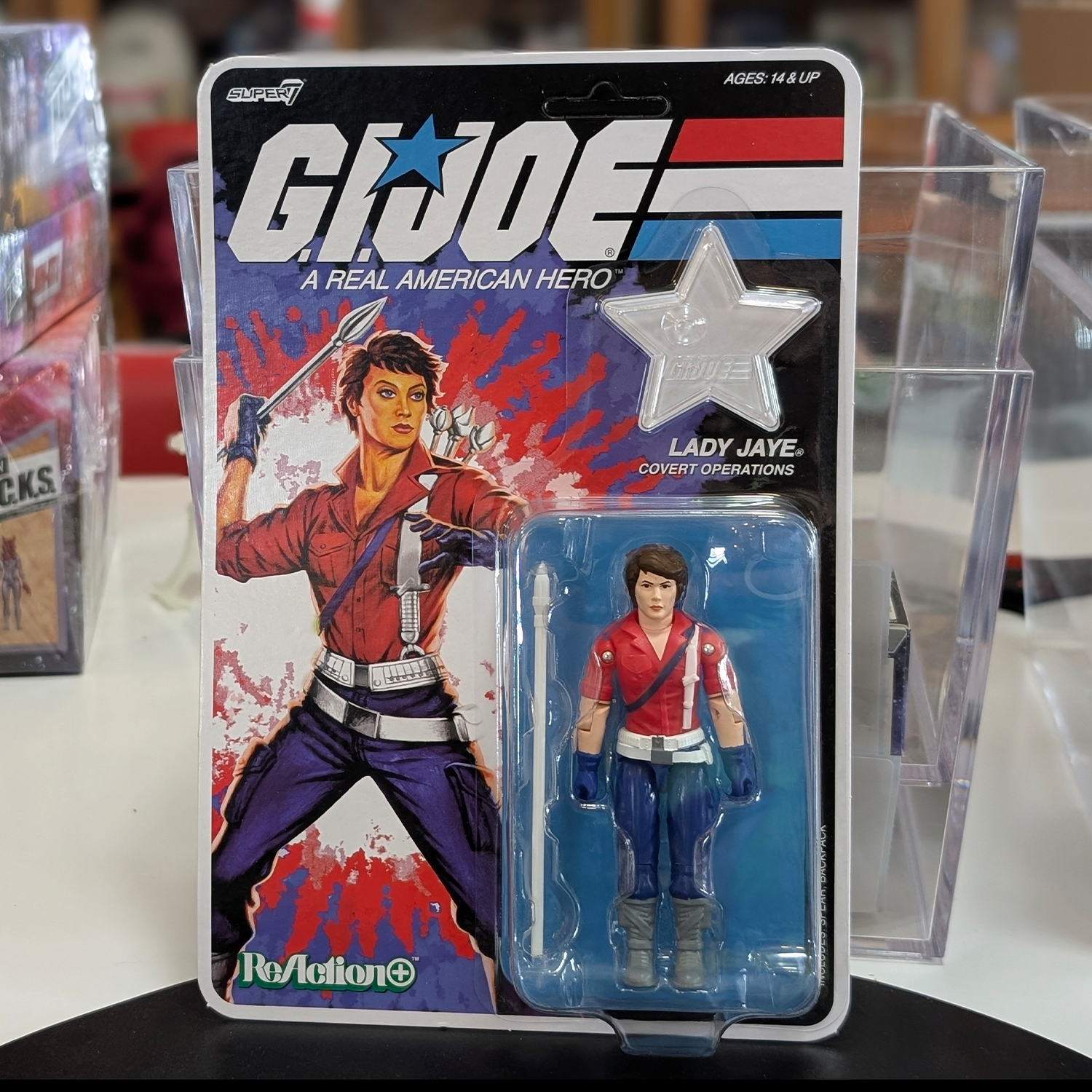 G.I. Joe Lady Jaye (America's 250th Anniversary) 3 3/4-Inch ReAction+ Figure by Super7 new in packaging with bow and arrow accessory