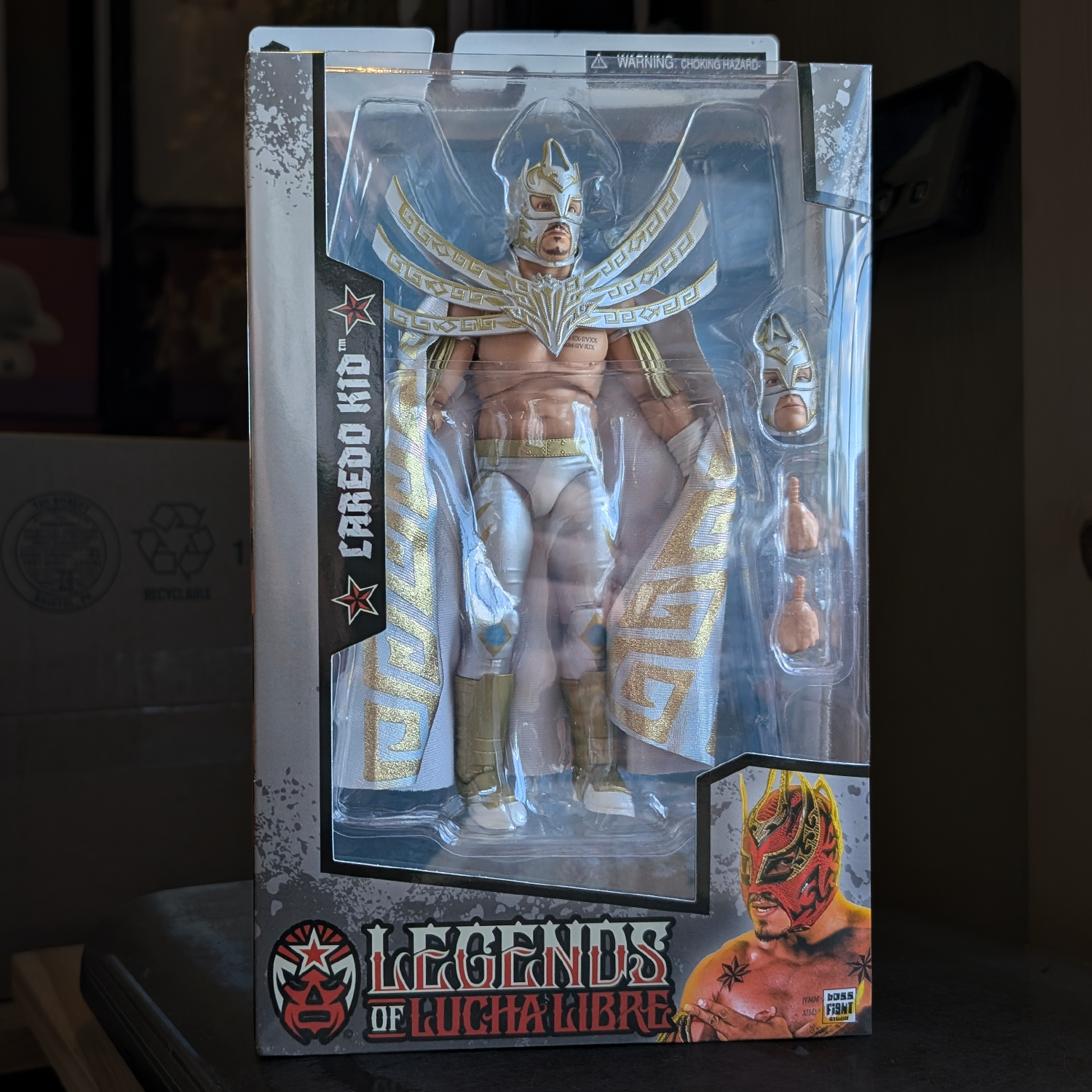 Laredo Kid Legends of Lucha Libre Premium 1:12 Scale 6" Action Figure by Boss Fight Studio Llc new in box with gold and white attire