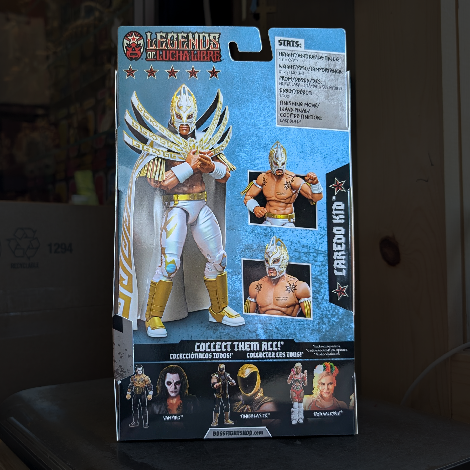 Laredo Kid Legends of Lucha Libre Premium 1:12 Scale 6" Action Figure by Boss Fight Studio Llc new in box with white and gold costume and cape