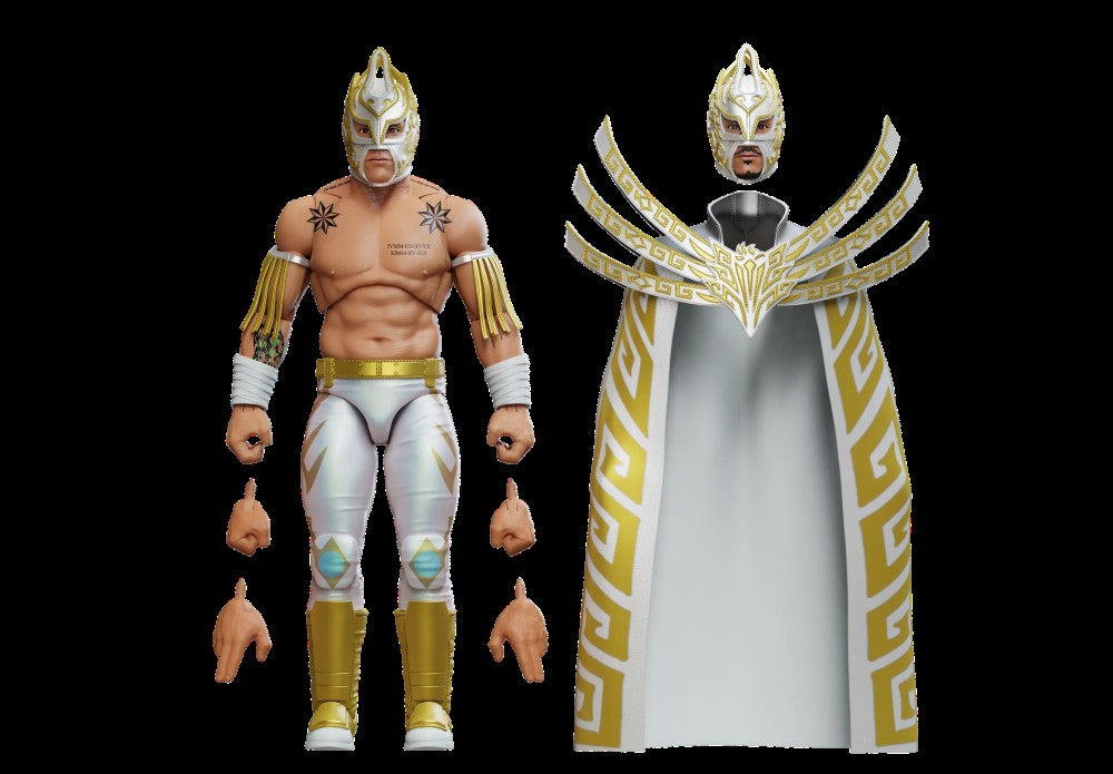 Laredo Kid Legends of Lucha Libre Premium 1:12 Scale 6" Action Figure by Boss Fight Studio Llc new in box with white and gold costume and cape