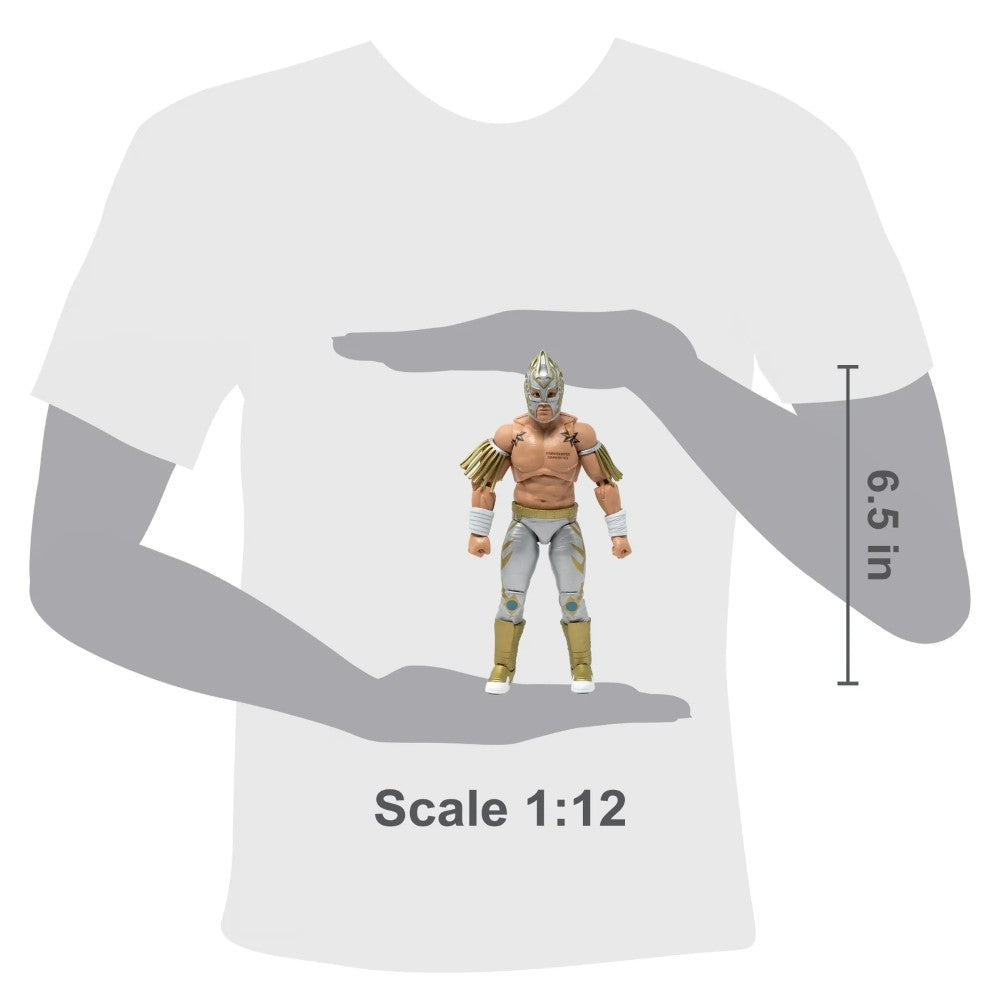Laredo Kid Legends of Lucha Libre Premium 1:12 Scale 6" Action Figure by Boss Fight Studio Llc new in box with gold and white accents
