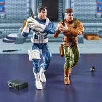 Marvel Legends Gamerverse Punisher and Nick Fury 6-inch action figures posed with accessories by Hasbro on display surface
