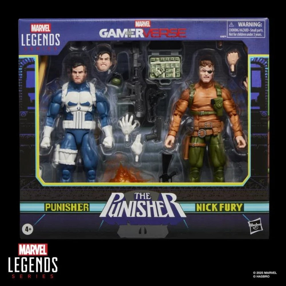 Marvel Legends Gamerverse Punisher and Nick Fury 6-inch action figure two-pack by Hasbro in original window box packaging