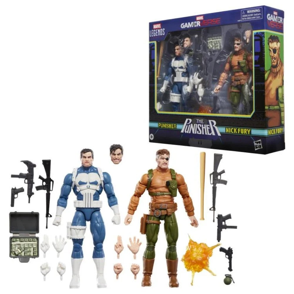 Marvel Legends Gamerverse Punisher and Nick Fury 6-inch action figure two-pack by Hasbro with accessories and packaging
