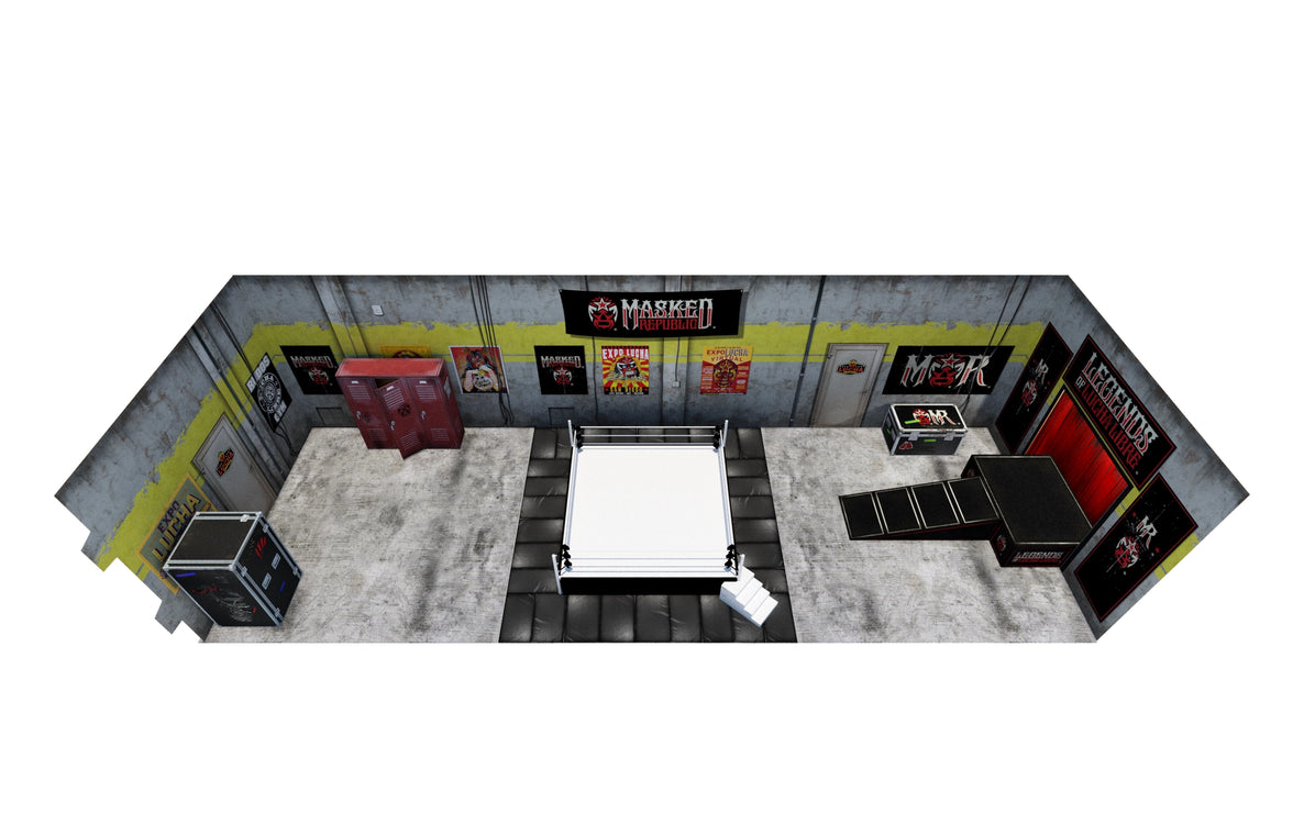 Diorama Legends of Lucha Libre Premium 1:12 Scale 6" Wrestling Backdrop by Boss Fight Studio Llc with detailed wrestling ring and posters