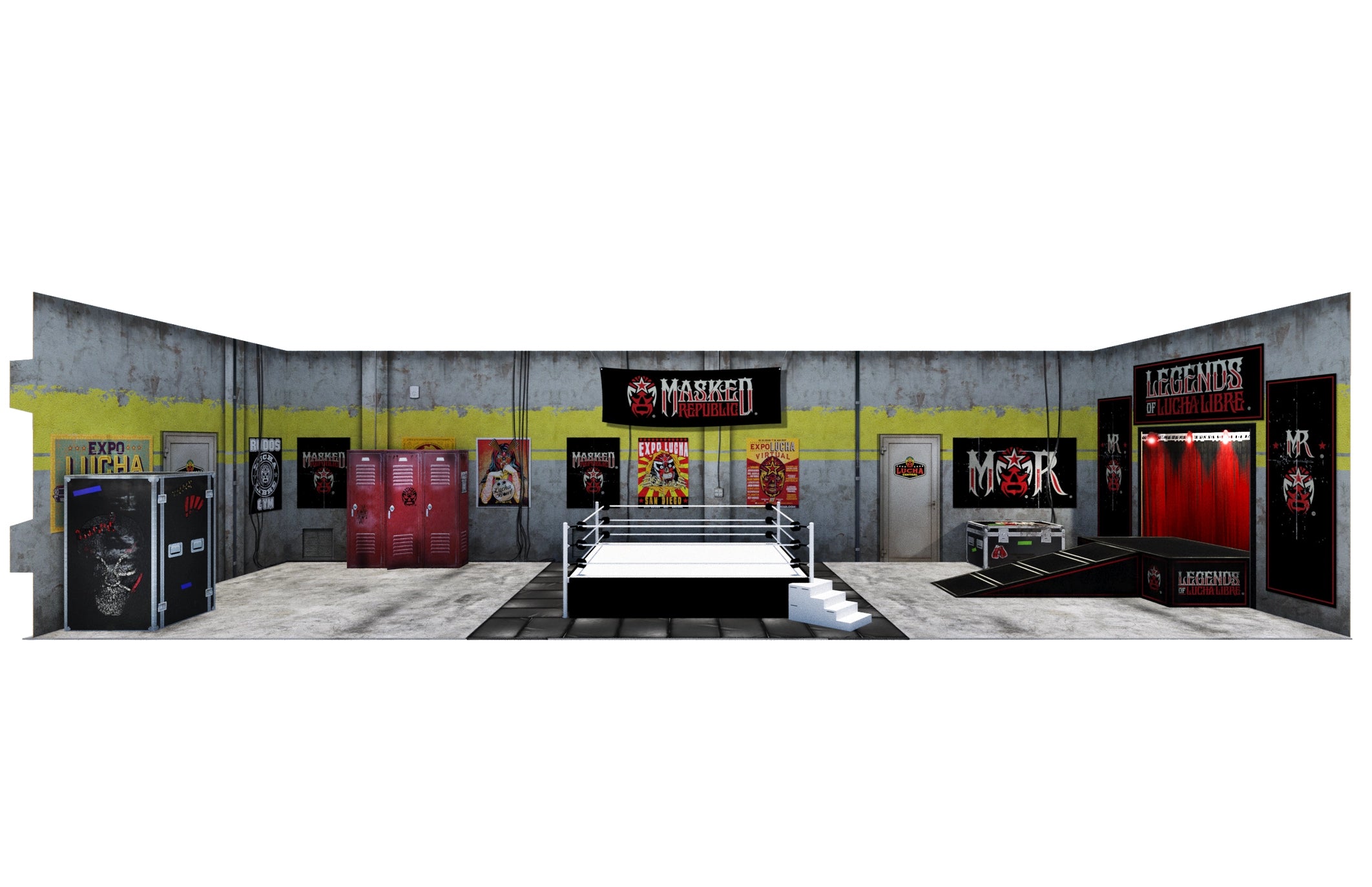 Diorama Legends of Lucha Libre Premium 1:12 Scale 6" Wrestling Backdrop by Boss Fight Studio Llc with ring and collectible display area