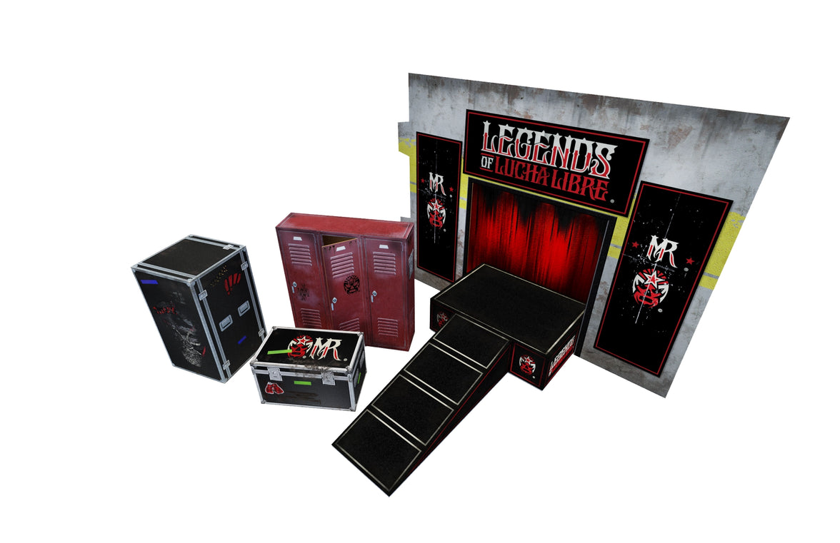 Diorama Legends of Lucha Libre Premium 1:12 Scale 6" Wrestling Backdrop by Boss Fight Studio Llc with ring ramp and detailed props