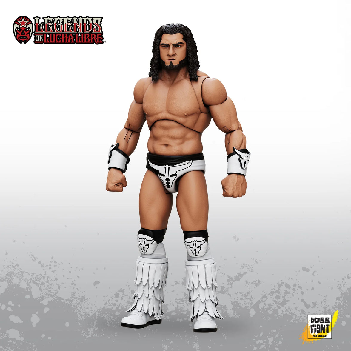 Rush Legends of Lucha Libre Premium 1:12 Scale 6" Action Figure by Boss Fight Studio Llc new in box with black and white costume
