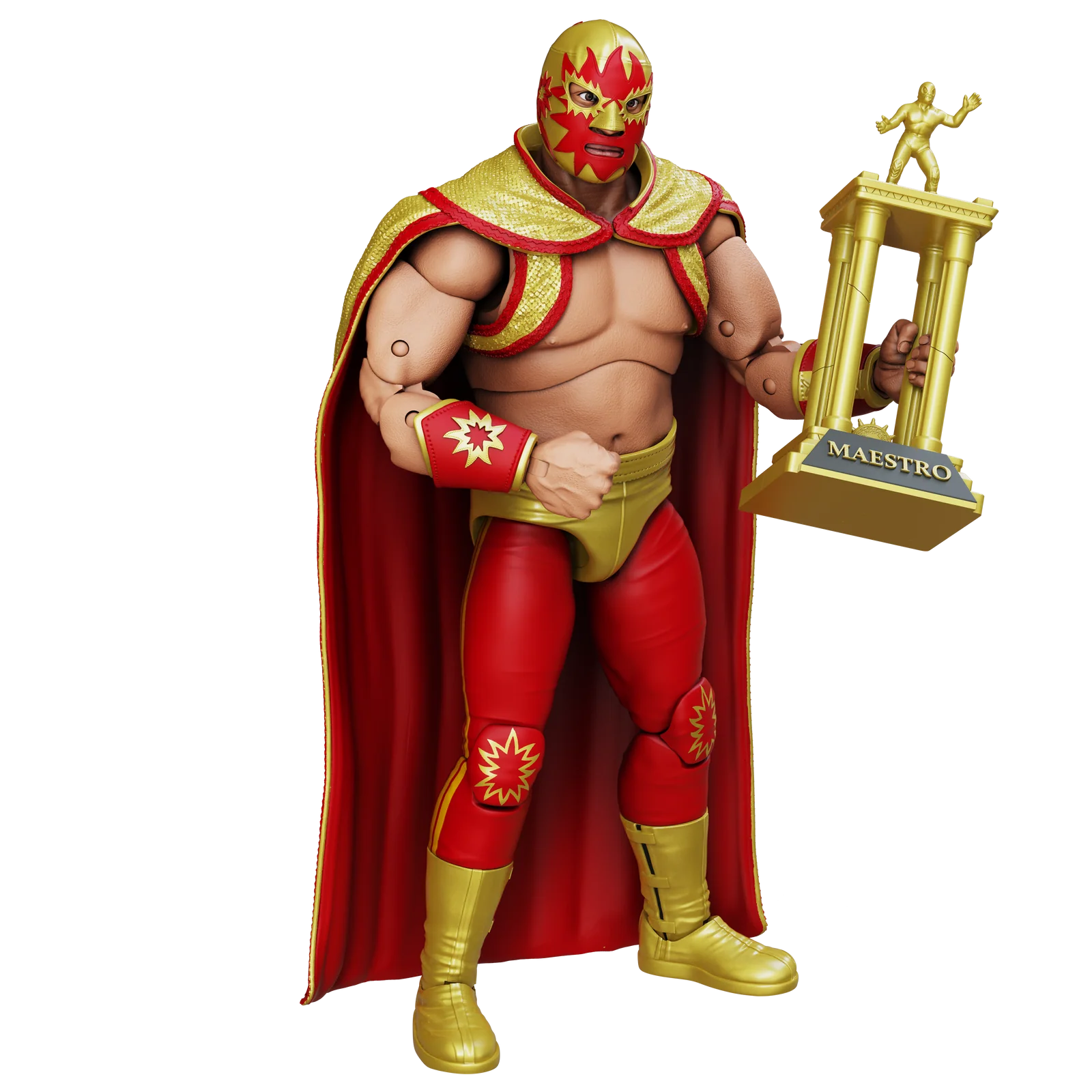 Solar Legends of Lucha Libre Premium 1:12 Scale 6" Action Figure new in box by Boss Fight Studio Llc holding gold trophy