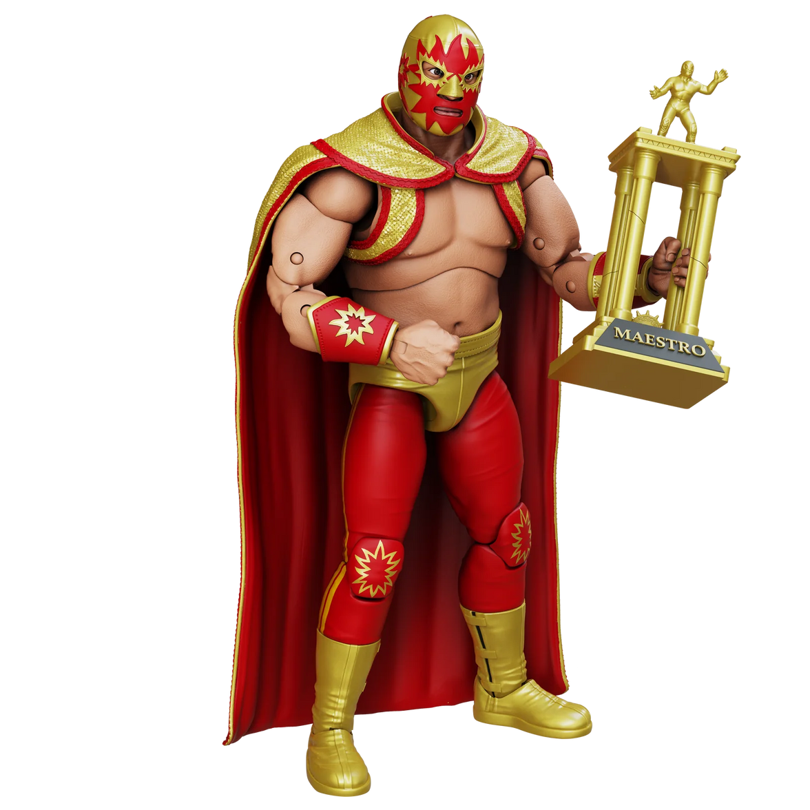 Solar Legends of Lucha Libre Premium 1:12 Scale 6" Action Figure new in box by Boss Fight Studio Llc holding gold trophy