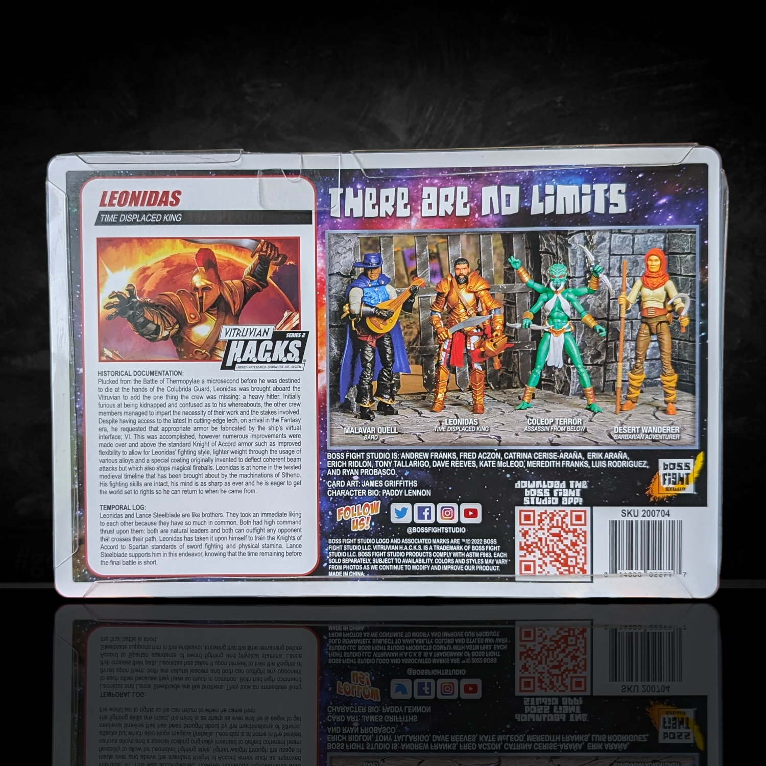 Leonidas the Time Displaced King -Vitruvian H.A.C.K.S. 1:18 Scale Action Figure by Boss Fight Studio Llc in collector card back display