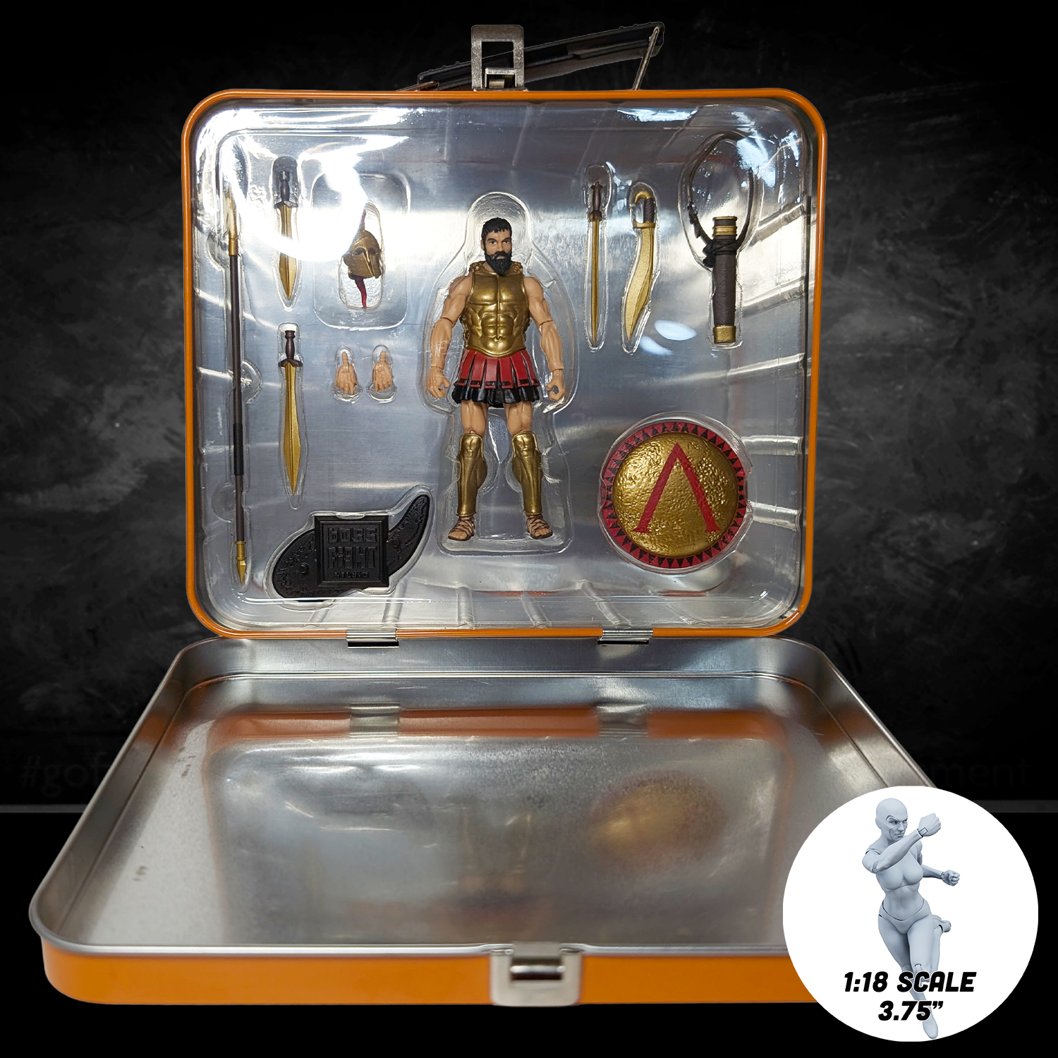 Leonidas Leader of the 300 Vitruvian H.A.C.K.S. Action Figure with Full Size Metal Themed Lunchbox by Boss Fight Studio Llc new in box