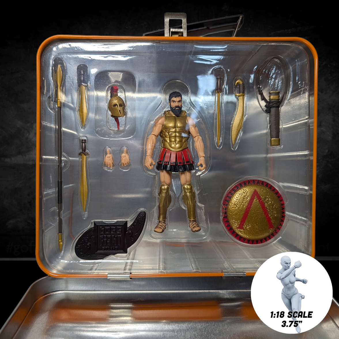 Leonidas Leader of the 300 Vitruvian H.A.C.K.S. Action Figure with Full Size Metal Themed Lunchbox by Boss Fight Studio Llc new in box