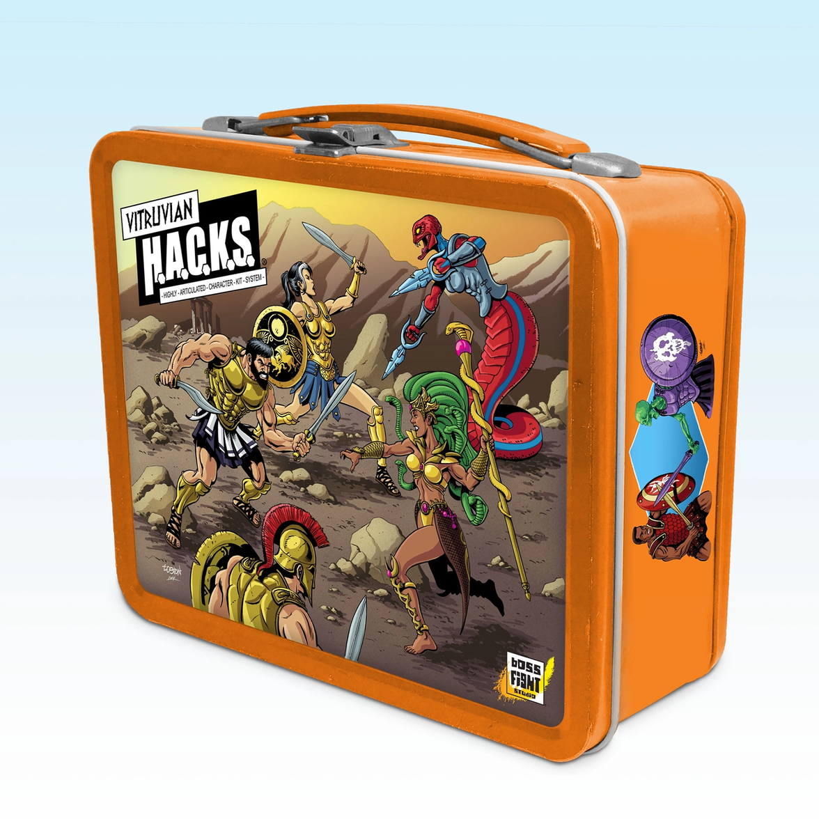 Leonidas Leader of the 300 Vitruvian H.A.C.K.S. Action Figure with Full Size Metal Themed Lunchbox by Boss Fight Studio Llc new in box