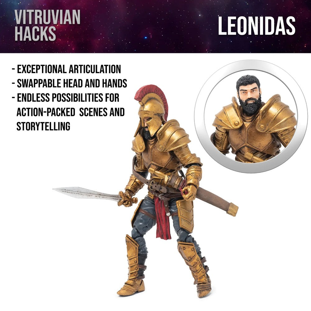 Leonidas the Time Displaced King -Vitruvian H.A.C.K.S. 1:18 Scale Action Figure by Boss Fight Studio Llc in golden armor pose