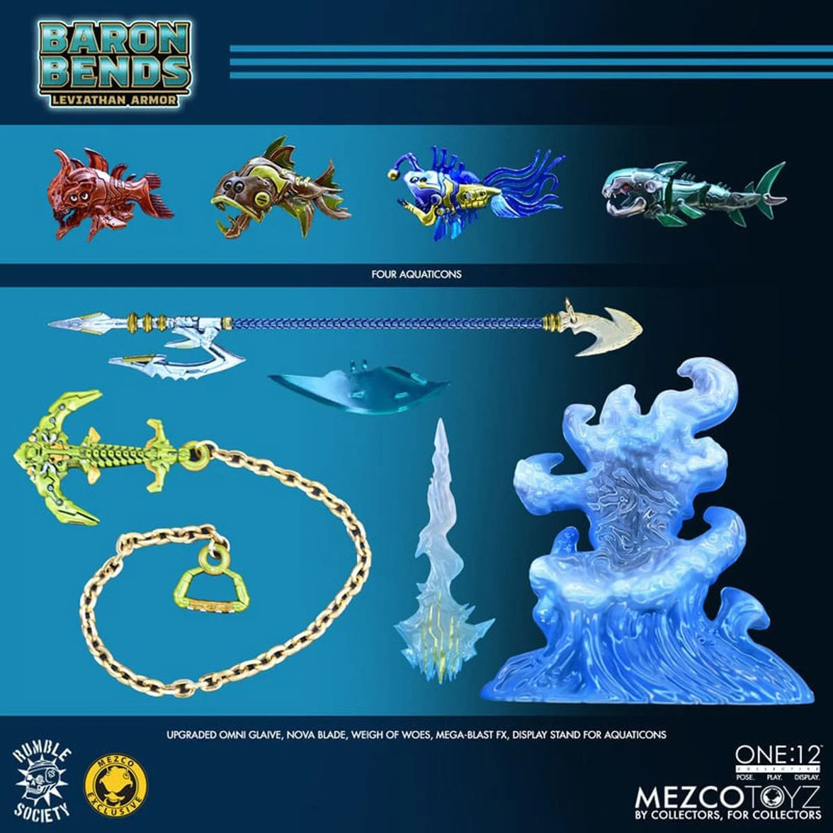 Baron Bends Leviathan Armor Rumble Society One:12 Collective Action Figure by Mezco Toyz Light-Up 6.7 in