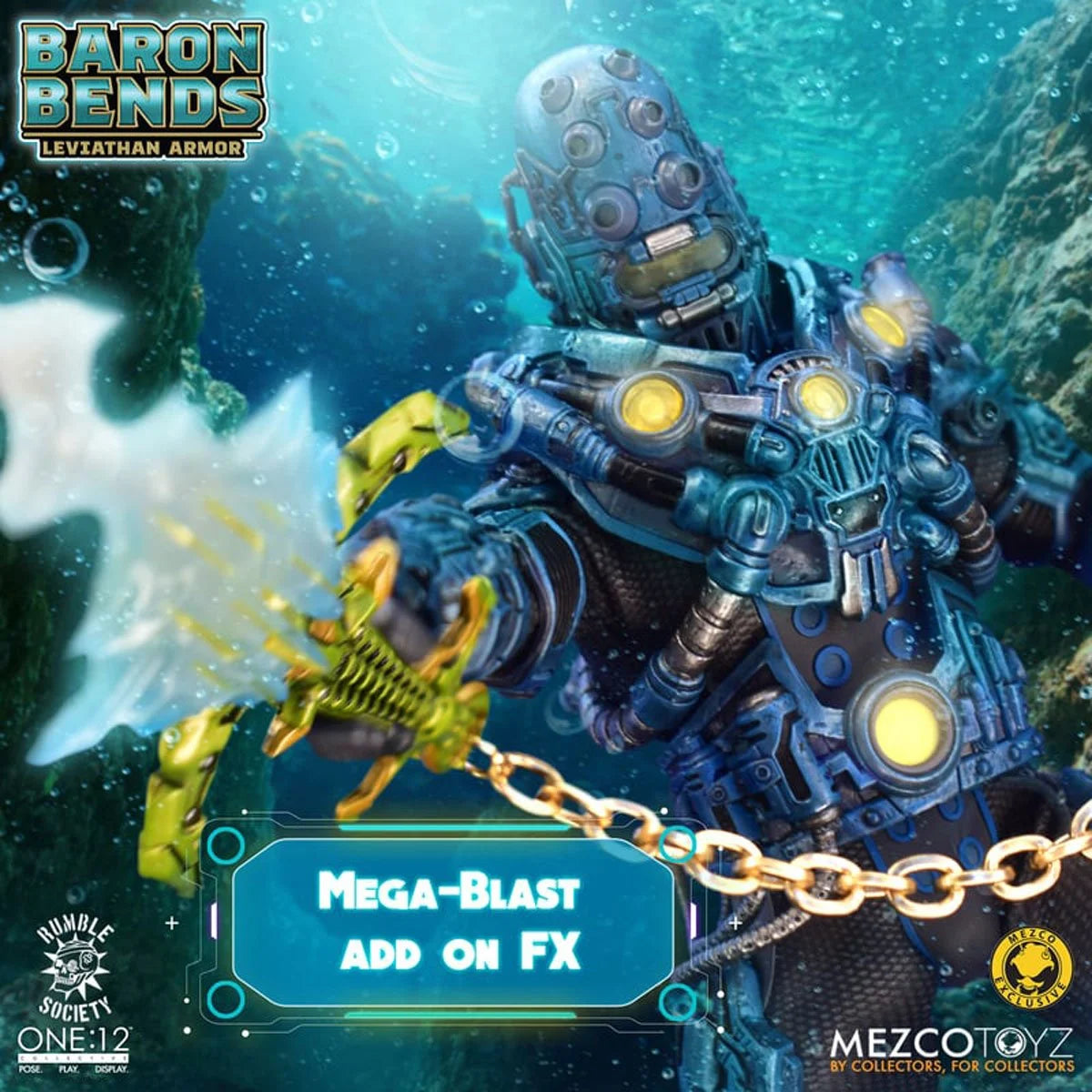 Baron Bends Leviathan Armor Rumble Society One:12 Collective Action Figure by Mezco Toyz Light-Up 6.7 in