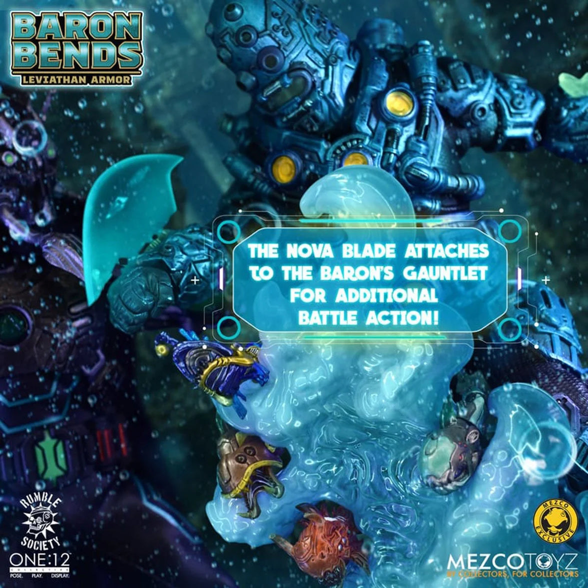 Baron Bends Leviathan Armor Rumble Society One:12 Collective Action Figure by Mezco Toyz Light-Up 6.7 in with Nova blade